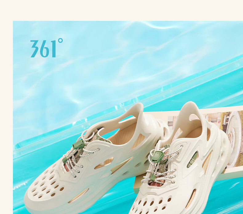 361° Men's Sports Slippers, BIG3 Perforated Shoes, Indoor And Outdoor Beach Sandals for Men, 672426717-8, Size 40 28