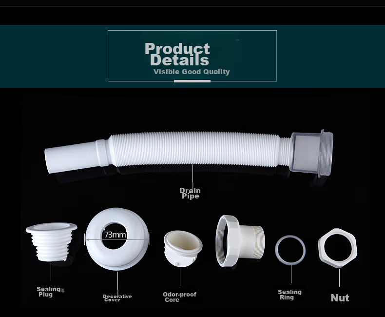 Submarine SQ-1 Basin Sink ABS Anti-Odor Drain Pipe, S-Bend Extendable Drain Pipe, Insect And Odor Preventio 14