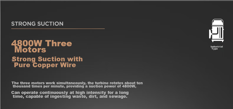 Jienuo 4800W High-Power Wet And Dry Commercial Industrial Large Barrel Vacuum Cleaner with Strong Suction for Hotels And Factories JN-701 Side Push And Edge Suctio 3