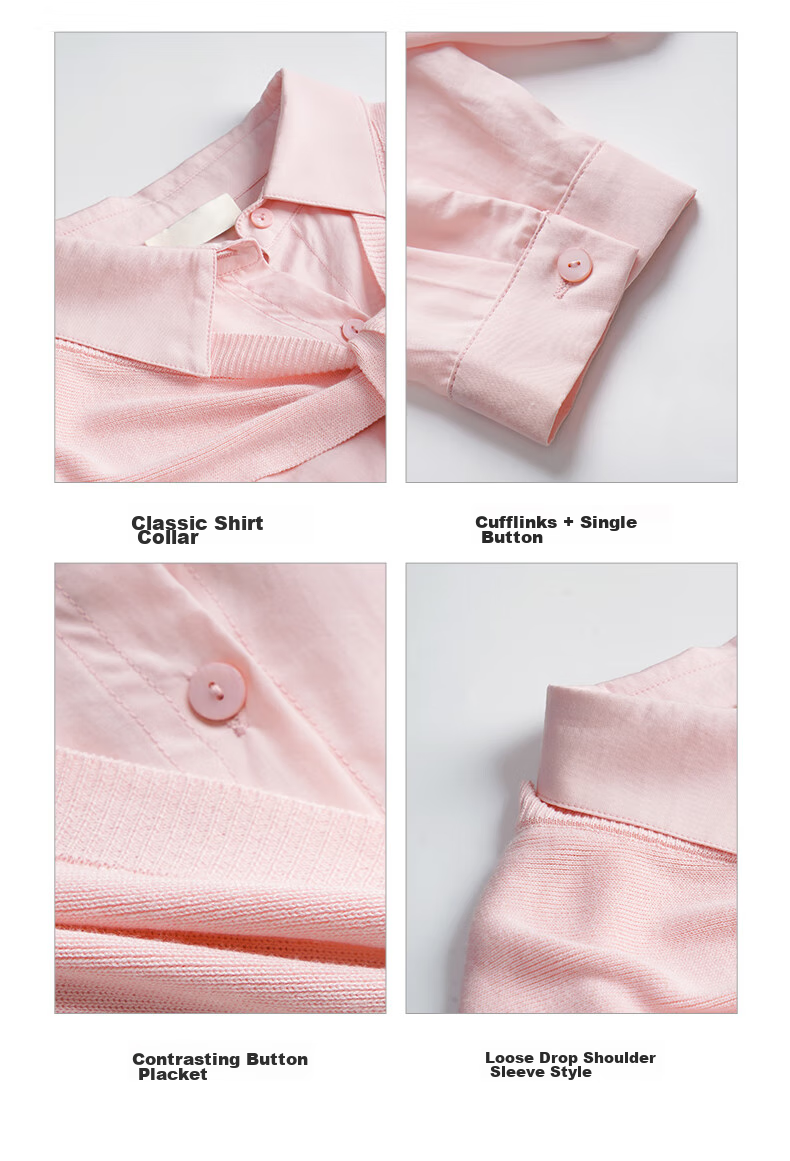 Olrain Long-Sleeve Shirt for Women, Spring And Autumn Loose-Fitting Office-Style Blouse, Pink, Size M 6