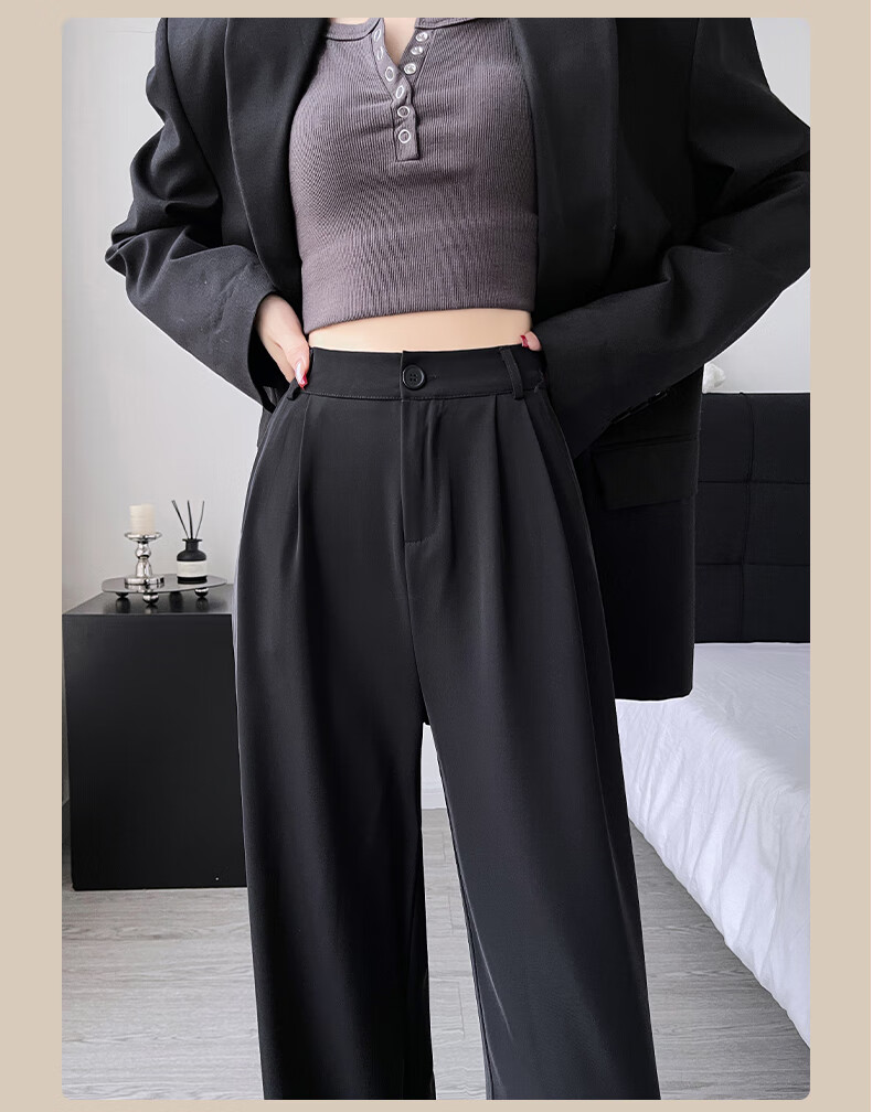 FitonTon Casual Dress Pants for Women, Autumn And Winter Style, 2025 Fashion Versatile Straight-Leg Pants, High-Waisted Draping Slimming Wide-Leg Trousers 12