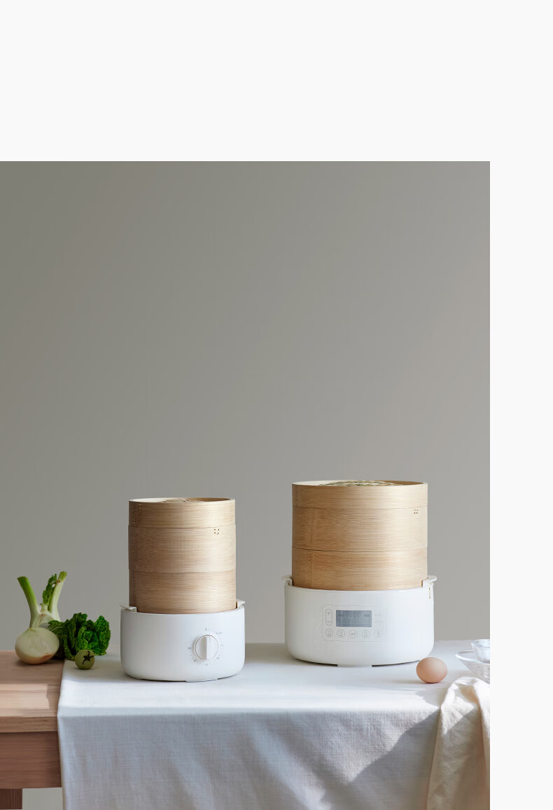 Olayks Steamer Bamboo And Wood Steaming Pot Electric Steamer Multi-Functional Breakfast Machine for Home Use Quick Heating No-Drip Timer Adjustable Temperature Upgrade Version 2-Layer 4