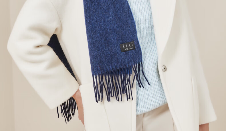ELLE [Gift Box] 100% Wool Scarf for Women, Double-Sided Autumn And Winter Thick Warm Shawl Neck Wrap Gift Mid-Autumn Festival 25