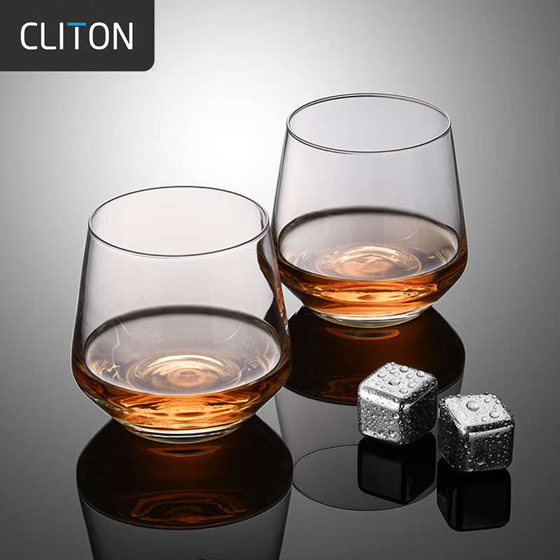 CLITON Crystal Glass Whiskey Tumblers, Liquor Glasses, Home Use Water Glasses, Glass Cup Set of 2 CL-JB05