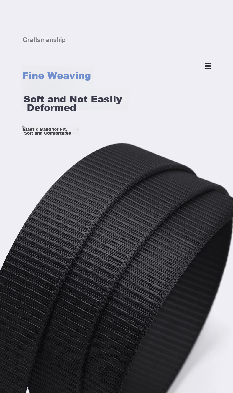 PLAYBOY Men's Belt, Toothless Automatic Buckle Woven Leather Belt, Canvas No-Drill Casual Trouser Belt, Middle-Aged Birthday Gift 6