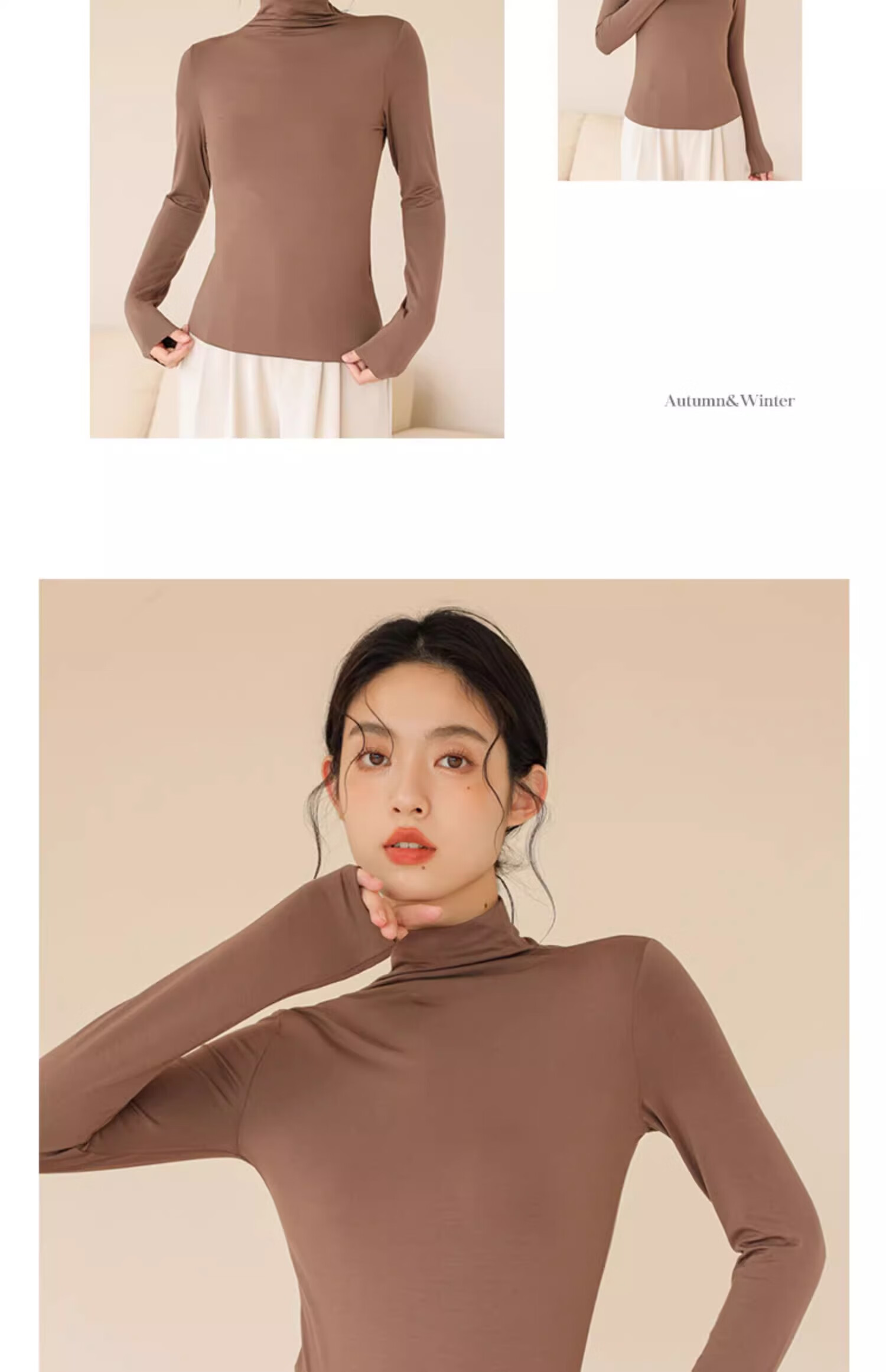 TUCANO Semi-Turtleneck Base Layer for Women, Autumn And Winter Layering Long-Sleeve Stylish Inner Wear, Tight-Fitting Versatile Top, Black, 2XL 9