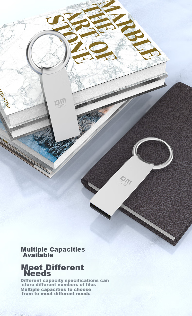 DM Daimai 32GB USB2.0 Flash Drive, Metal PD175, Silver, Compact Portable Metal Car Waterproof Shockproof Computer USB Drive, Tender Bid Small USB Flash Drive 7