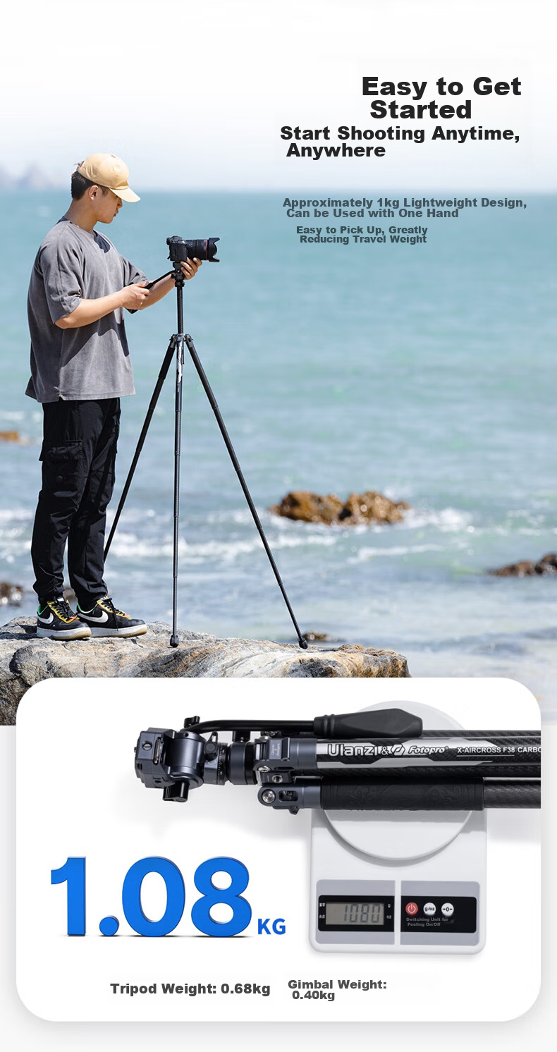 Ulanzi F38 Carbon Fiber Tripod, Air Three Air Hydraulic Pan Head, Portable Outdoor Quick-Release Quick-Install Digital Camera Photography Tripod 2