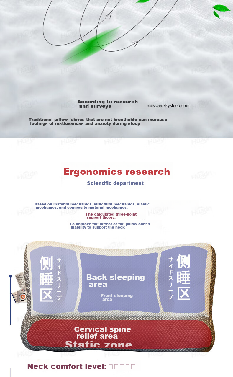 Huadn Buckwheat Pillow, Cervical Pillow, Neck Support Pillow, Cervical Spondylosis Deep Sleep Specialized Single Adult Summer Pillow, Summer Pillow Core 9
