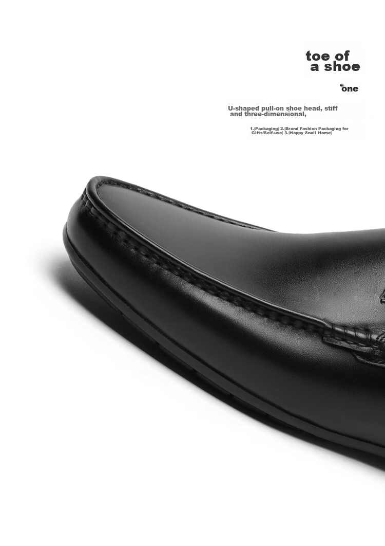 Goldlion Men's Slip-On Loafers, Comfortable Penny Loafers, Business Casual Leather Shoes, 57101035001A-Black Size 39 17