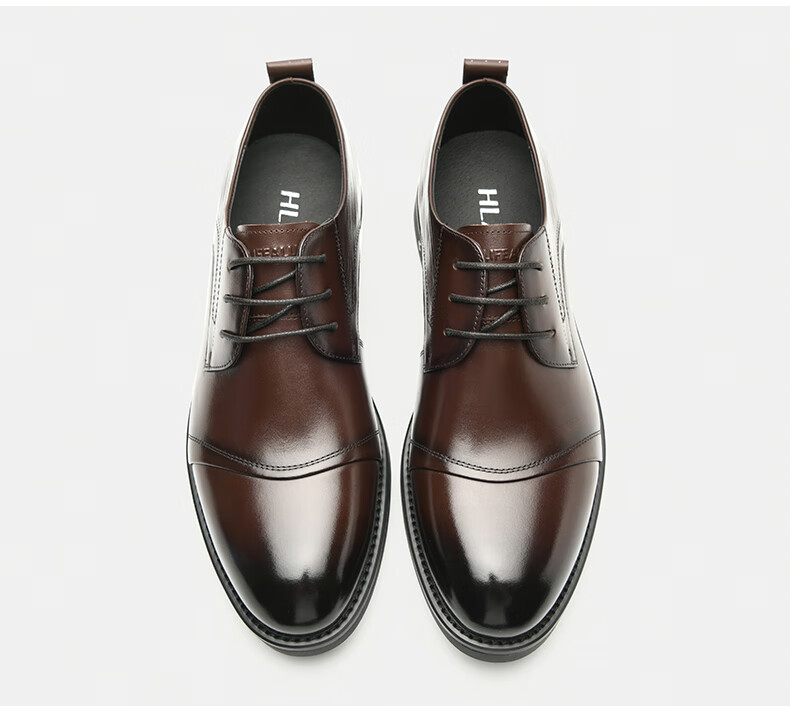 HLA Business Casual Men's Breathable Leather Derby Dress Shoes HAAPXM1EBA068 Black Size 38 28