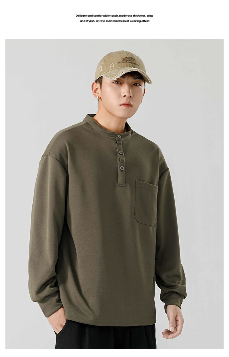 Dingfengbaoluo American Streetwear Men's Long Sleeve T-Shirt Spring Summer Crewneck Sweatshirt Loose Casual Base Shirt MT41 Black XL 20