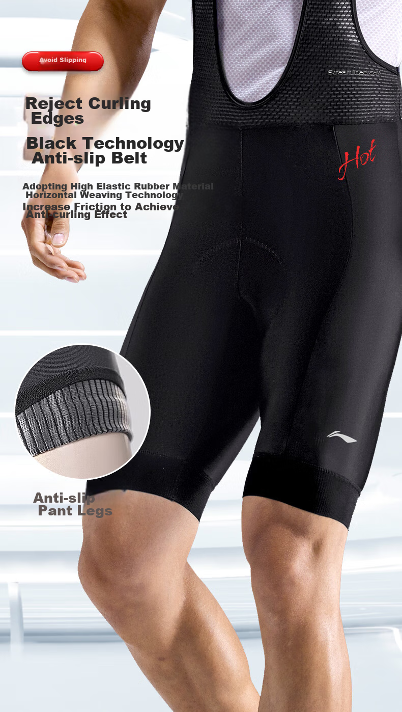 Li-Ning Bicycle Bib Shorts for Men And Women, Summer Quick-Dry Breathable Road Bike Mountain Bike Cycling Shorts with Shock-Absorbing Underwear Equipment 7