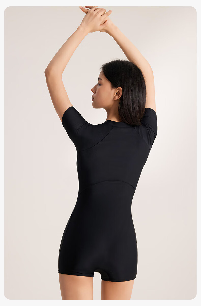 Keep Women's Professional One-Piece Swimsuit, Training Conservative Plus Size Hot Spring Swimwear, 600 Black M 16
