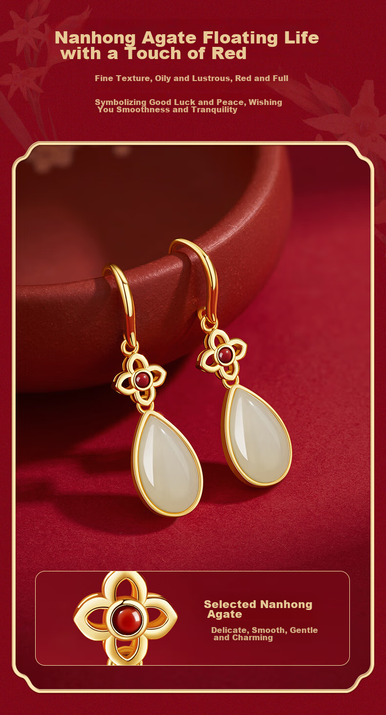 Zhenshangyin Chinese Gold Hetian Jade Earrings for Women, Luxurious High-End Feel, 2026 New S925 Style, Birthday Gift for Girlfriend Or Mother 7