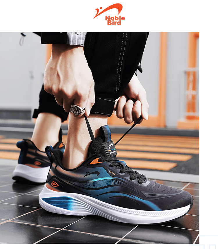 Guirenniao Men's Sports Shoes, Wear-Resistant Breathable Casual Shoes, Mesh Ultra-Light Running Shoes, Black/blue, Size 41 (Recommend Ordering One Size Smaller) 8