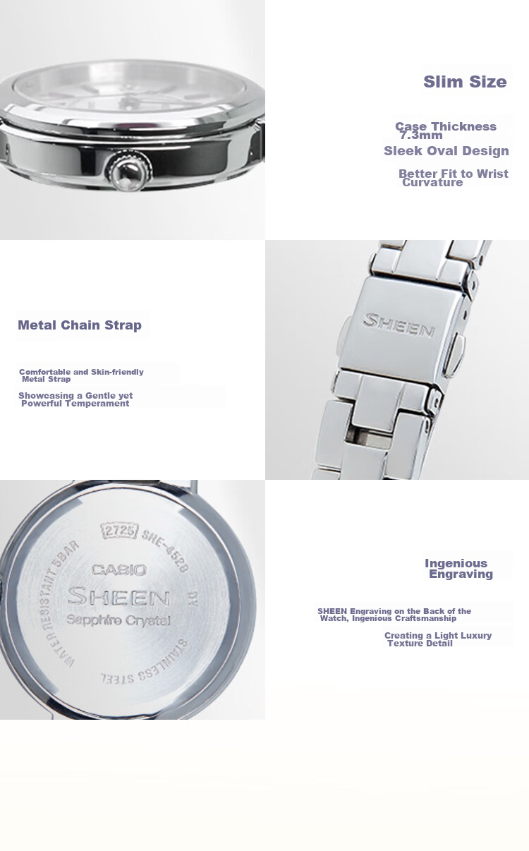 Casio Women's Watch SHEEN Guardian Star Quartz Exam Japanese/Korean Gift Box Edition for Girlfriend SHE-4528D 5