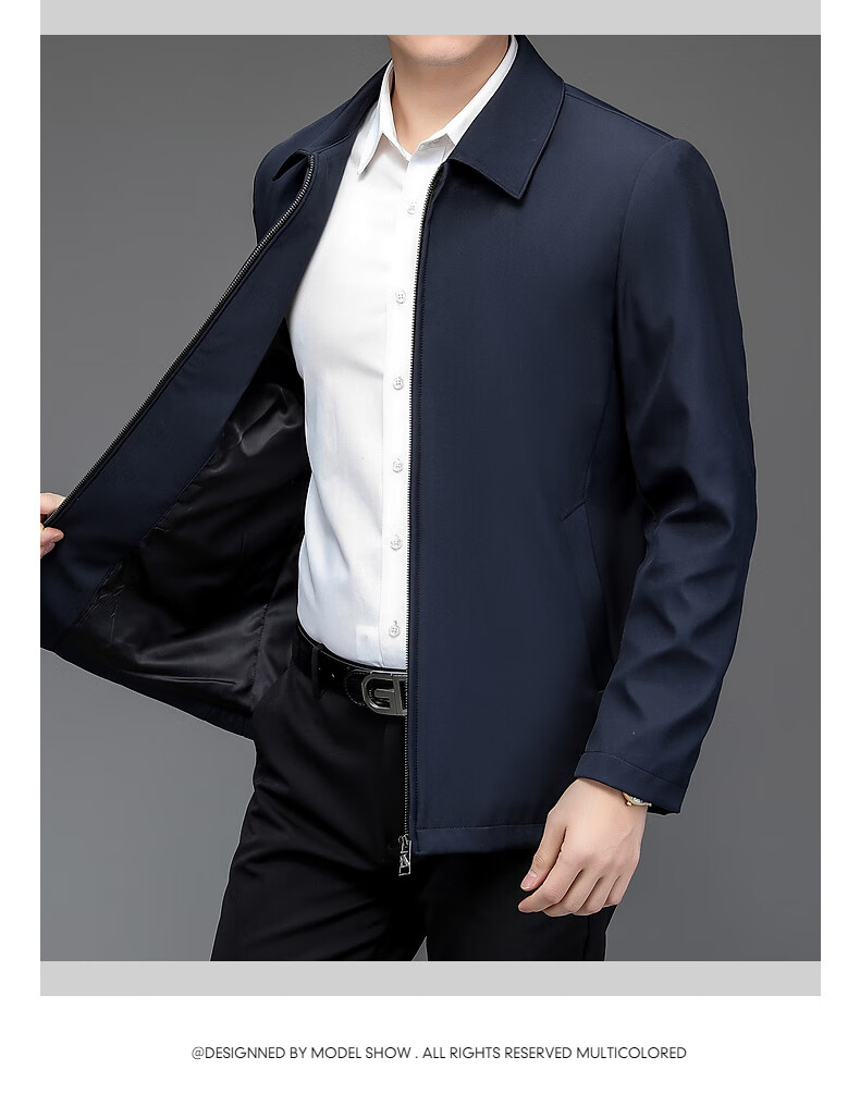 Hengyuanxiang Administrative Jacket for Men, Spring And Autumn Season, Middle-Aged Men's Business Casual Dad's Outerwear, Middle-Aged And Elderly Men's Clothing, Lapel Top 13
