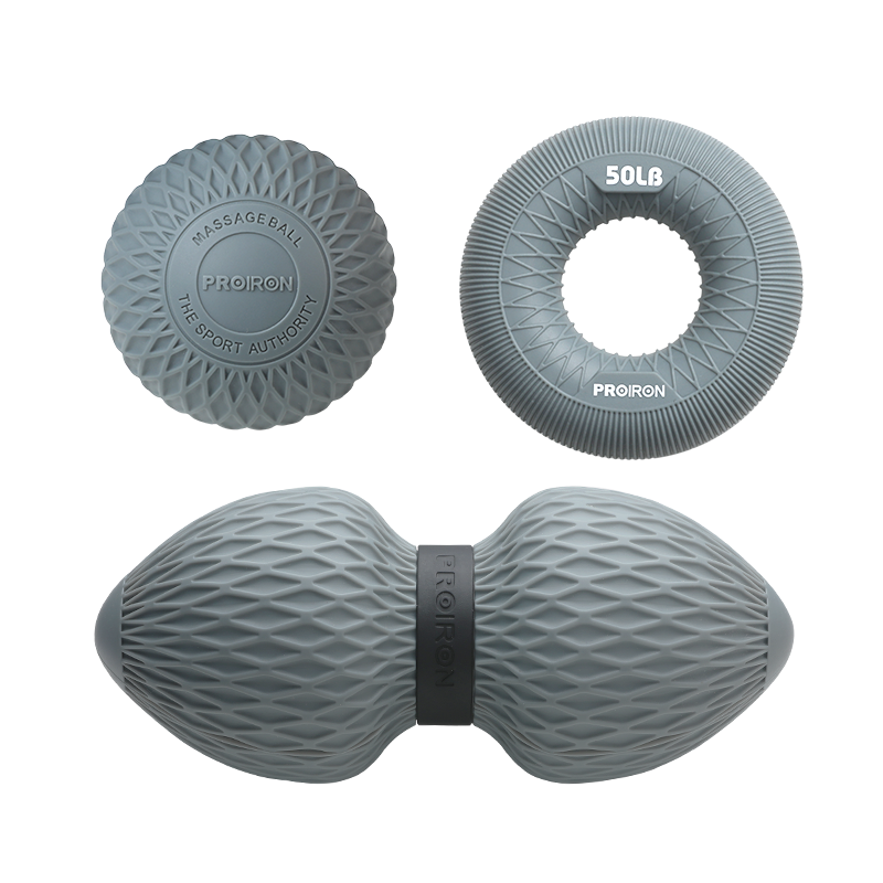 PROIRON Puli'ai Fascia Ball Three-Piece Set: Peanut Ball Grip Ring Foot Massage Neck Fascia Ball, Bird's Nest Pattern Gray