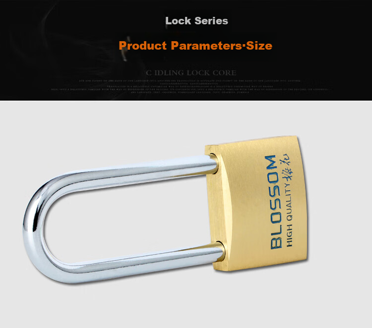 BLOSSOM Brass Padlock, Long Shackle Lock, Indoor Door Dormitory Lock, Waterproof Rust-Proof Lock, Student Drawer Cabinet Lock BC074L 8