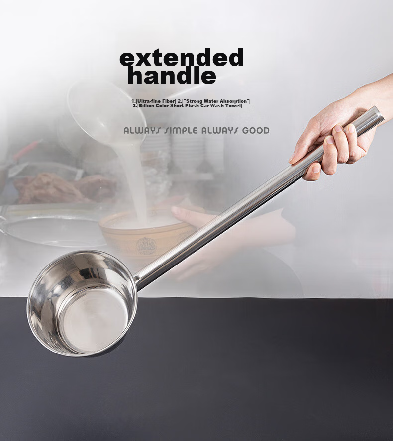 Golden Key Stainless Steel Thickened Flat Bottom Water Scoop 20cm Commercial Water Ladle Large Soup Spoon GK-SS200 3