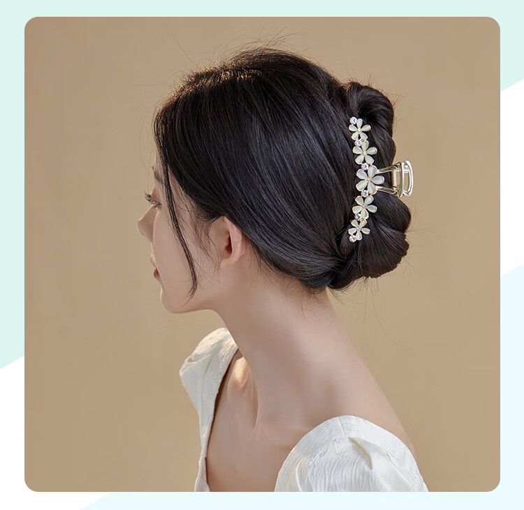 CHIMERA Elegant Hair Claw Clip with Flower And Shark Design, Luxurious Hair Clip for Back of Head, Bun Maker, Mid-Autumn Festival Gift for Wome 11