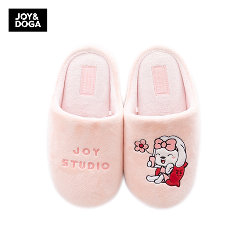 JOY&DOGA Women's Cotton Slippers, Sizes 36-39, Wearable, Pink