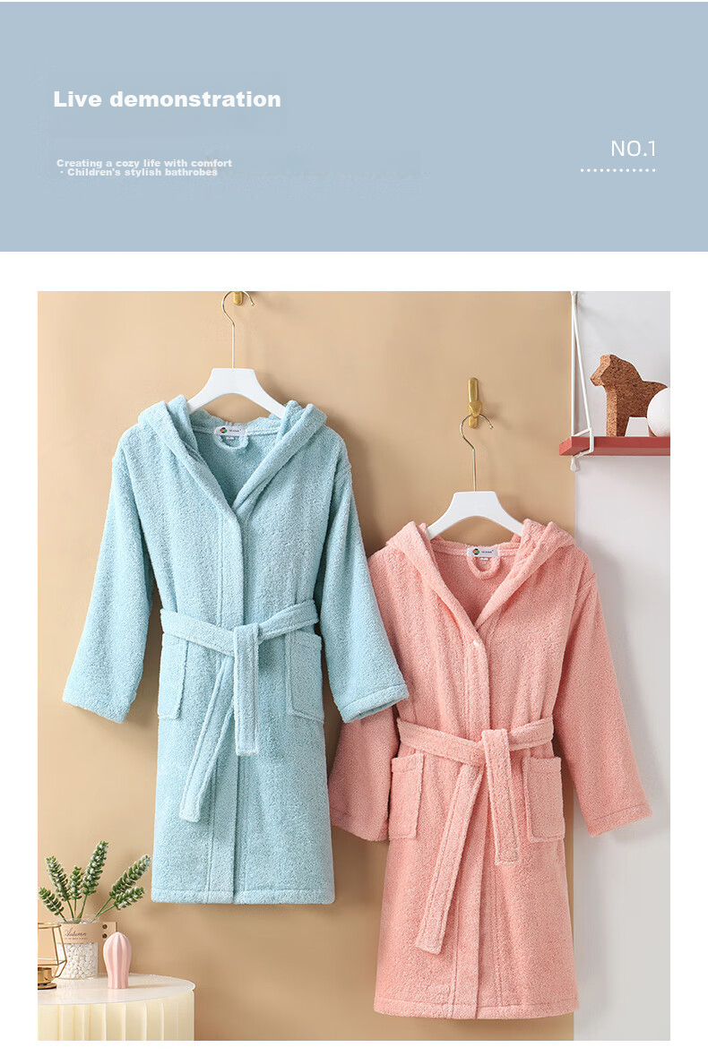 Xinya Cotton Hooded Children's Bathrobe, Cartoon Children's Pajama Robe, Bathing And Swimming Loungewear, Girls' Bathrobe, Size L 8