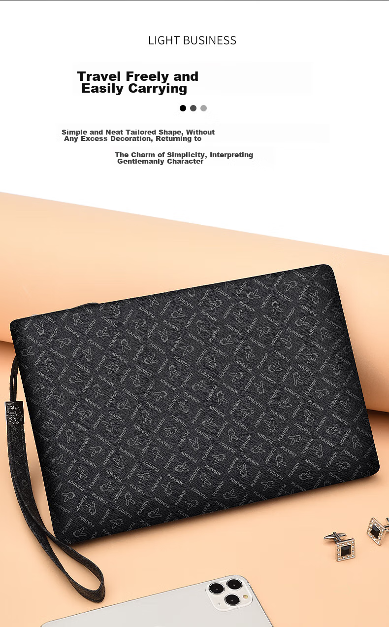 PLAYBOY Men's Clutch Handbag, Portable Large Capacity Envelope Bag for Travel, Business Clutch, Casual Wallet, Birthday Gift 2