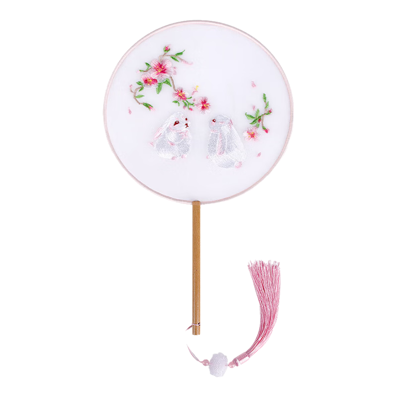 Jidukongjian, Round Fan with Ancient Chinese Style, Embroidered Round Fan, Birthday Gift, Hanfu Accessory, Photography Prop, Long Handle Round Fan, Embroidered Style