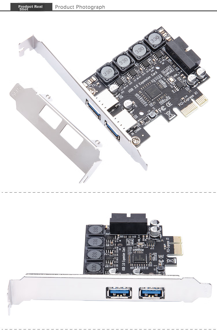 MOGE PCIEx 1-To USB3.2 Gen1 Expansion Card with Pre-Installed 19-Pin USB3.0 Interface, 19-Pin Alps NEC Chip MC2017 9