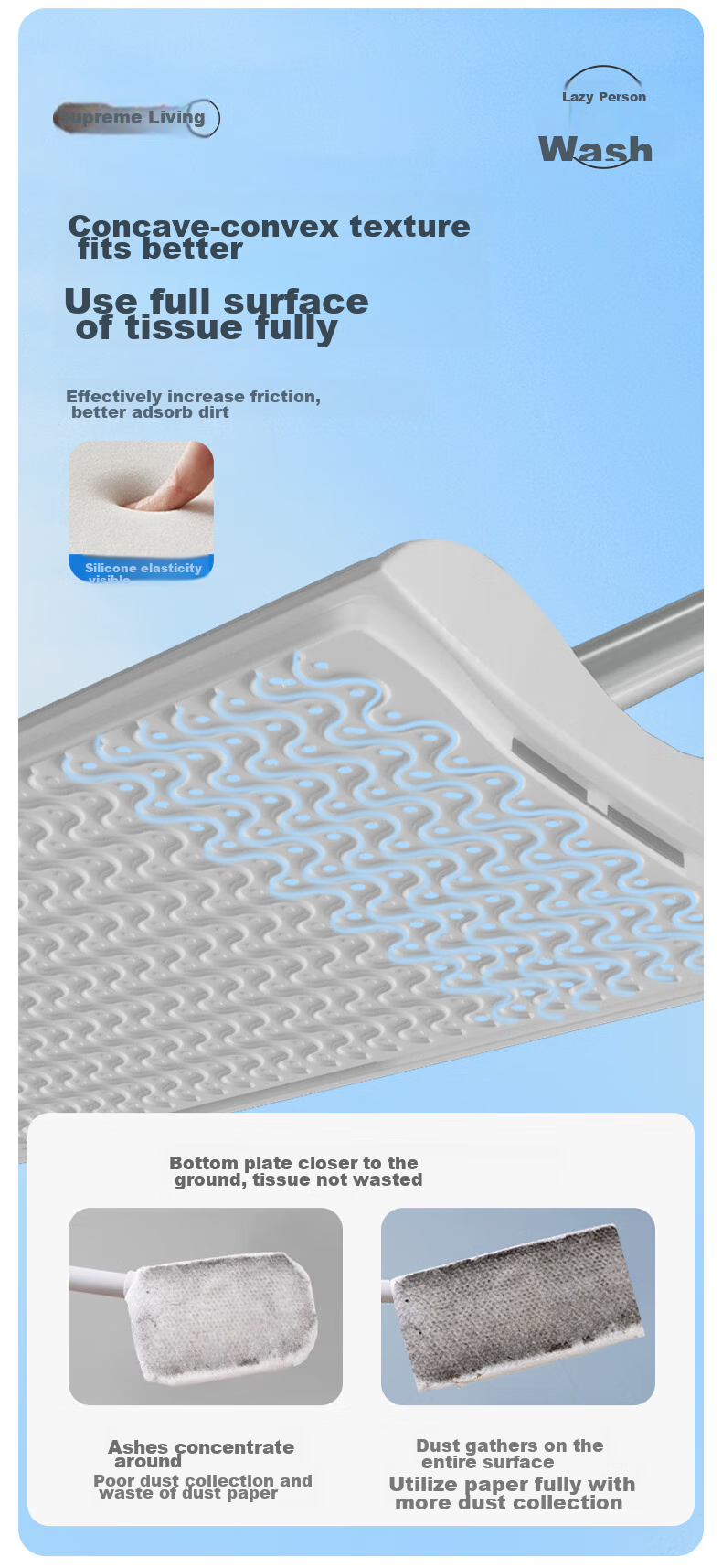CONDOR Japanese Electrostatic Dust Mop with Handle Length 127cm, 20 Dust Sheets Included, No Hand Washing Required, Household Lazy Person's All-In Mop 11