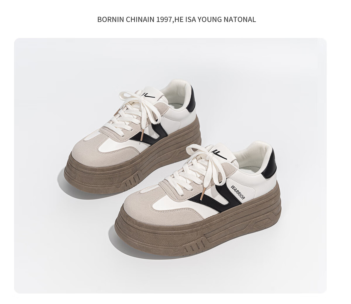 Huili Women's Shoes Spring Thick-Soled Training Shoes Versatile Comfortable Sneakers for Female Students Sports Casual Shoes Beige/white 39 17