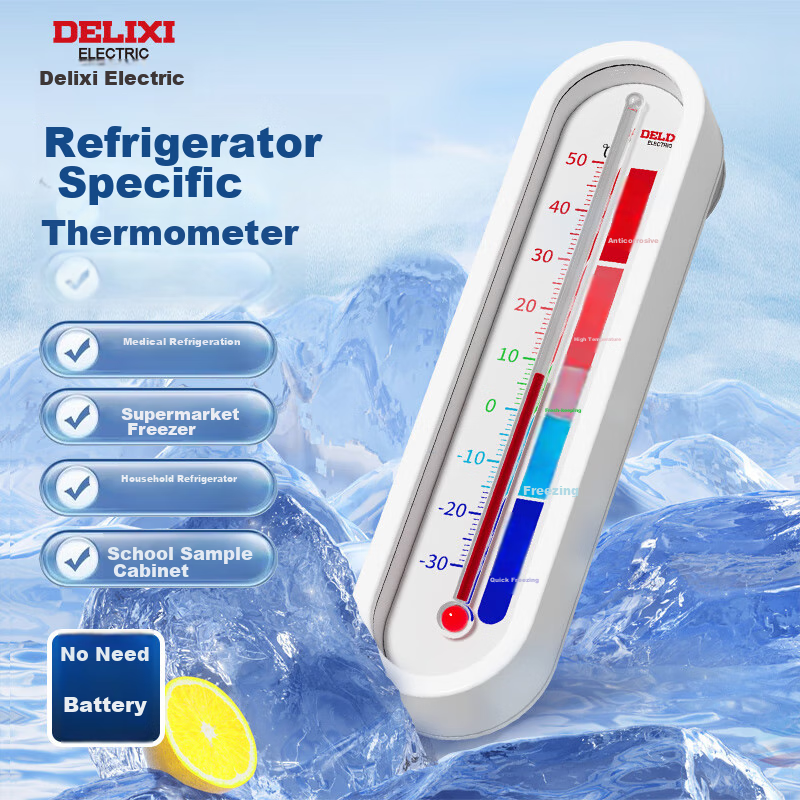 DELIXI ELECTRIC Refrigerator Thermometer, Cold Storage Thermometer, ABS Material, Battery-Free, for Home And Commercial Use, Refrigerator Temperature Gauge