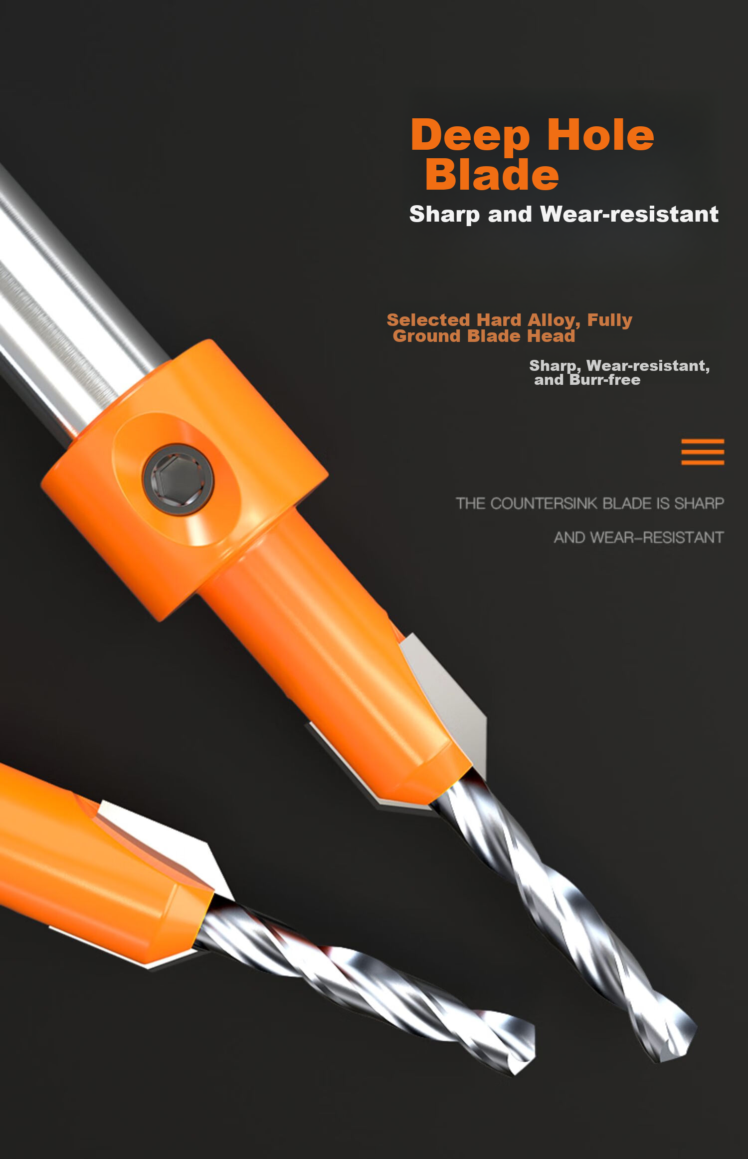 HUHAO Countersink Drill Bit, Hole-Making Tool, Wood Screw Stepped Salad Drill, Deep Hole Guide Tool Set, Woodworking Hole Opener 3
