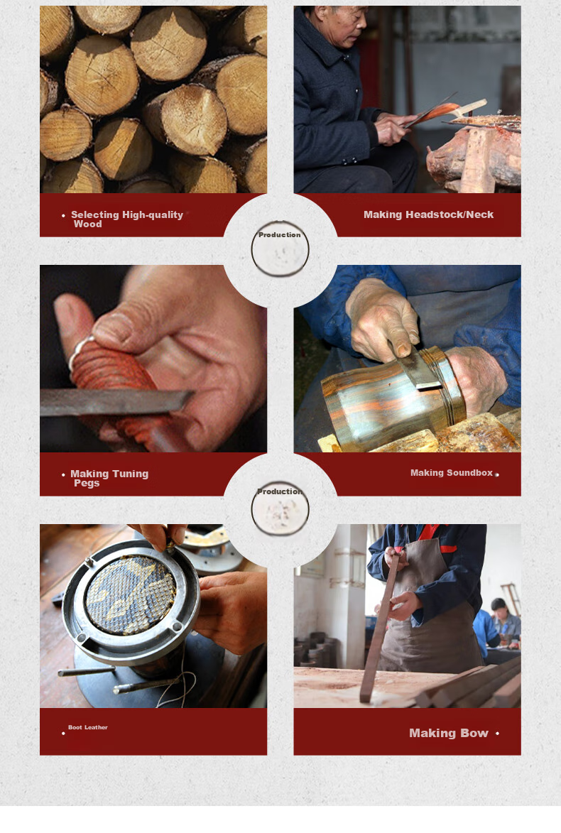 Xiangsiniao Rosewood Erhu for Beginners' Practice, Python Skin Hexagonal Erhu, Traditional Musical Instrument, Rosin, Portable Cloth-Covered Hard Case 9