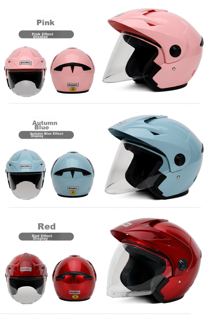BIGBRO KY188 Pink New National Standard 3C Motorcycle Electric Scooter Helmet for Men And Women, All-Season Universal Warm Sun Protection Electric Bike Safety Visor Helmet 9