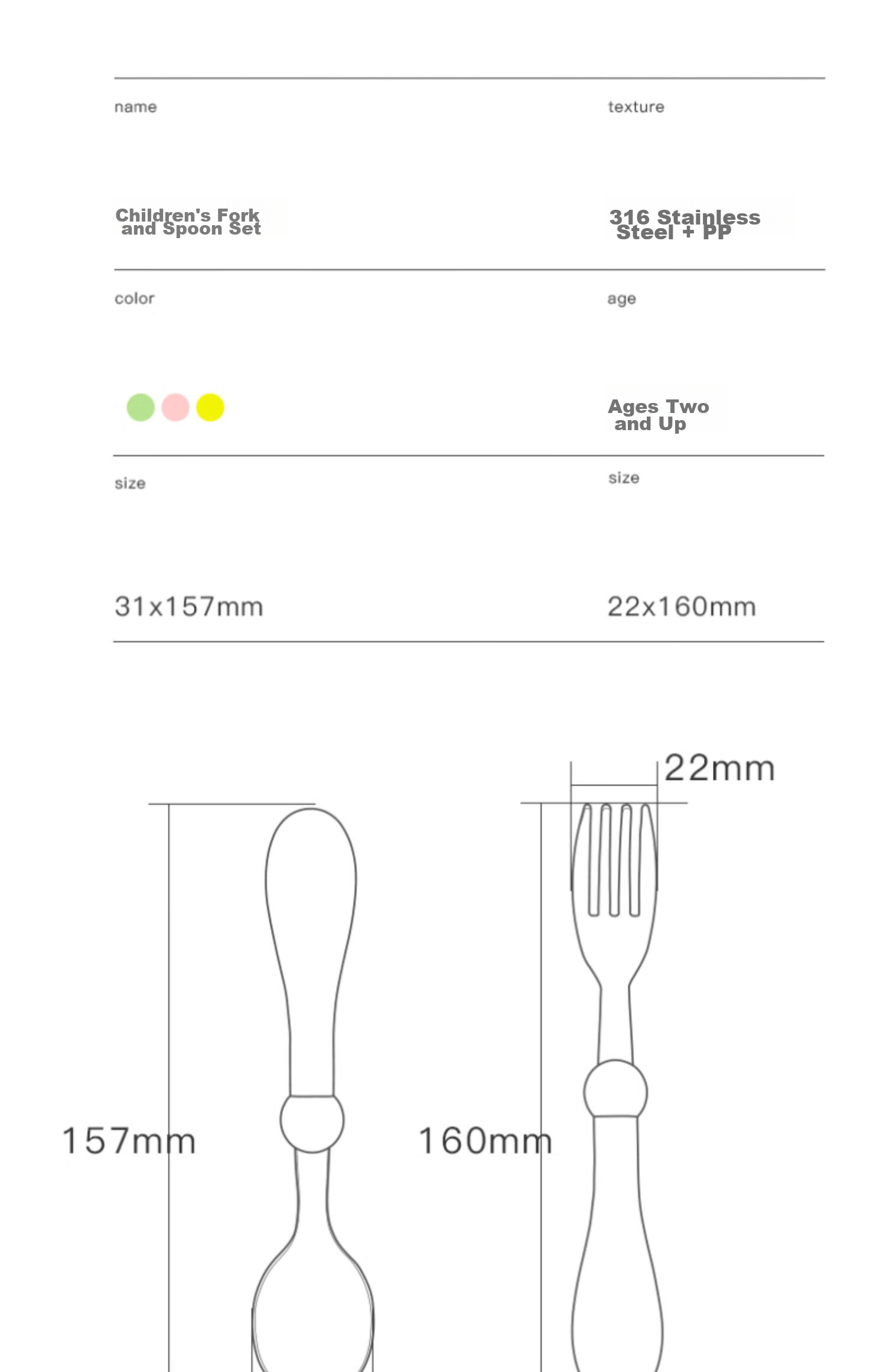 COOKSS Children's Spoon Set, Baby Training Feeding Utensils, 316 Stainless Steel, for Ages 2-8, Infant Supplementary Food Spoons, Tableware, Green + Box 10