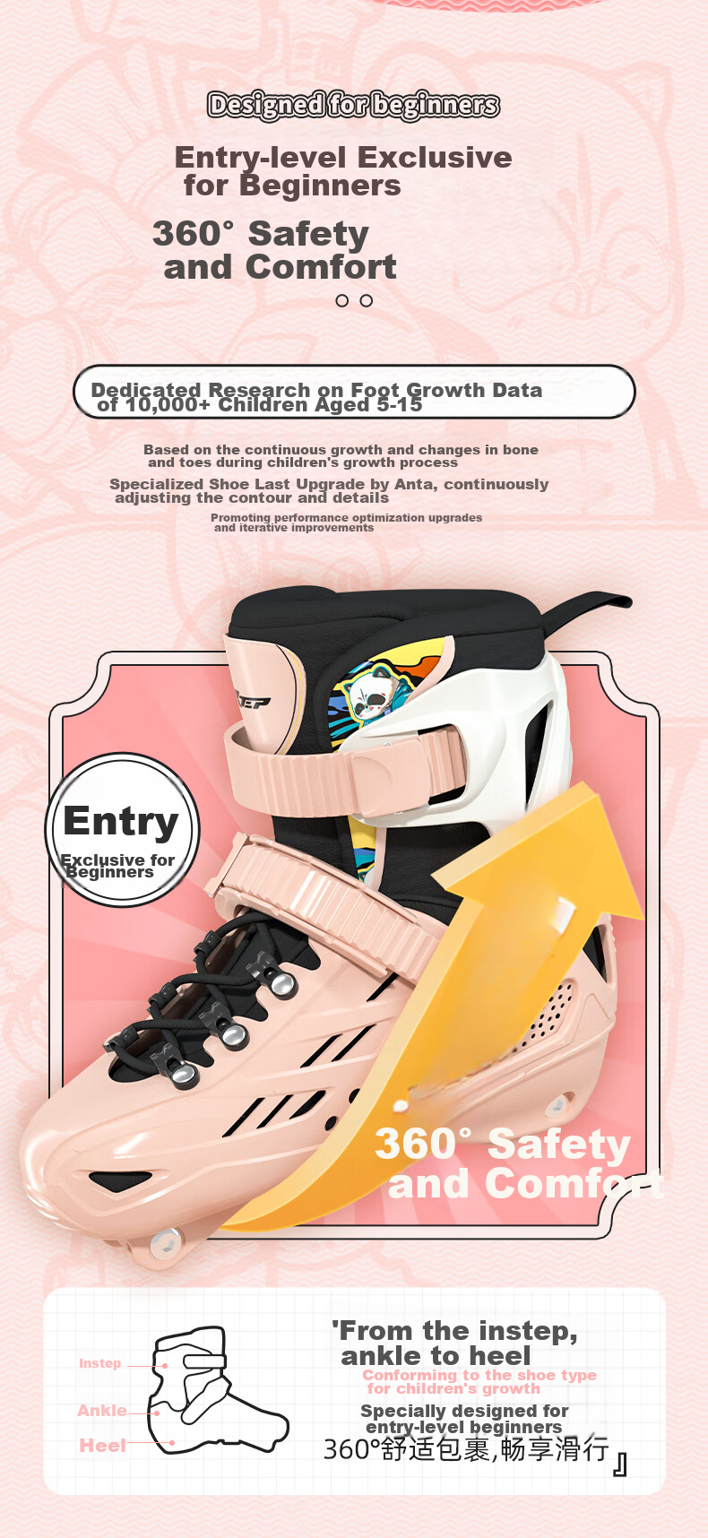 XTEP Roller Skates for Children, Inline Skates for Girls, Skateboard Shoes for Boys [Essential for Primary And Secondary School Roller Skating Courses] 5