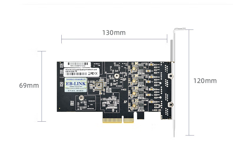 EB-LINK PCI-E X4 2.5G Four-Port Gigabit Ethernet Card with Two 10G And Two 2.5G Ports, Wired Network Card for ESXi Soft Routing, PXE Bootless Installation, Network Convergence Adapter 14