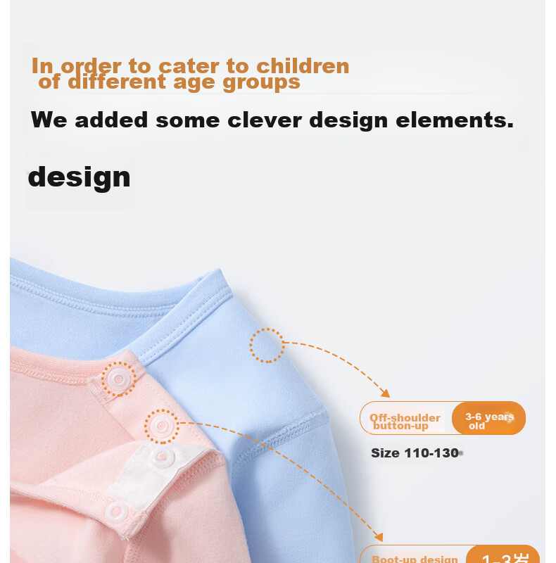 Beitaisi Children's Autumn Underwear Set, Baby Pure Cotton Thermal Underwear, Infant Autumn Clothing Set, Solid Color Style, Cat Belly Cotto 15