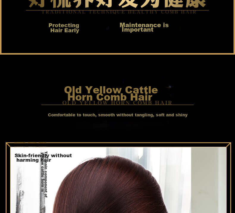JEPPE Natural Ox Horn Comb, Detangling Comb, Hair Brush, Anti-Static Styling Comb, Gentle on Hair, Birthday Gift for Girlfriend 19