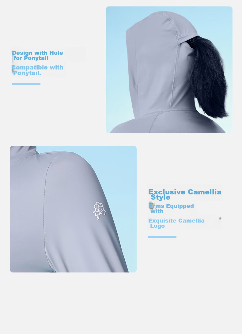 CAMEL Slim-Fit Original Yarn Sun Protection Clothing for Women, UV-Resistant Breathable Sun Protection Garment [Camellia Series], 2XL 22