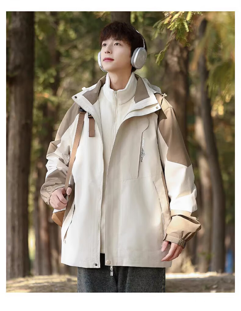 MMOPTOP Shanxi Three-In Outdoor Jacket for Men, Spring And Autumn Hiking Sports Workwear Top 1818 Black L 14