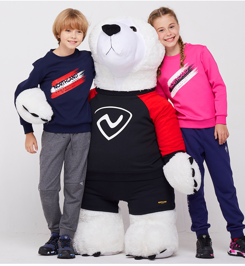 诺诗兰童装男童长袖加绒卫衣秋冬儿童保暖女童运动上衣