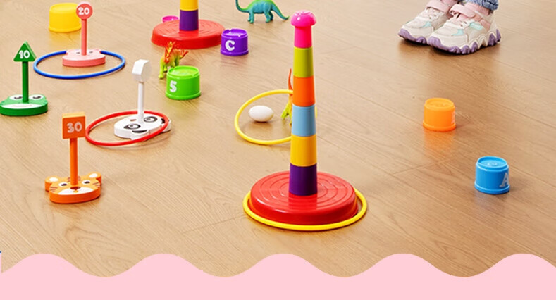 COODORA Ring Toss Toy for Children, Outdoor Educational Interactive Tower Building Toy for Ages 3-6, Personalized Interactive Gift 7