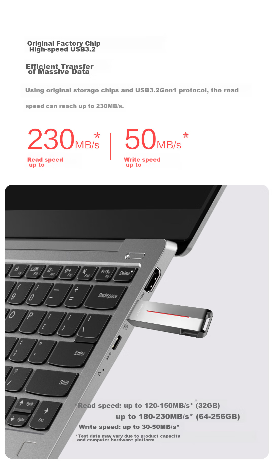 Lenovo Invests in Brand Yinengzhe 32GB Type-C USB3.2 Flash Drive F500, Silver, Read Speed 150MB/s, Dual Interface for Phones And Computers, Office Business USB Drive 4