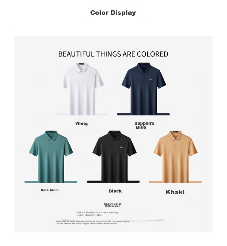 Aidengbao Short-Sleeve Polo Shirt for Men, Business Casual Commute Polo Collar T-Shirt, Trendy Top, Royal Blue, 175/92A (XL) 3