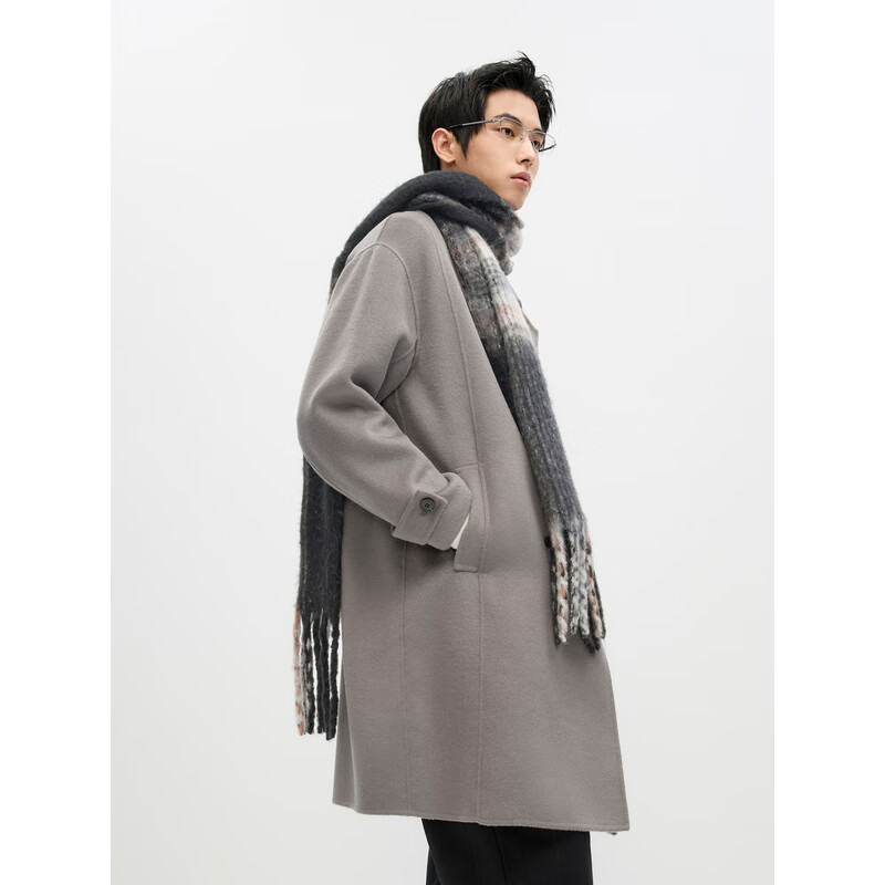 GXG Men's Long Wool Coat, Black, Winter 2024 New Product, Coffee Color, 185/XXL