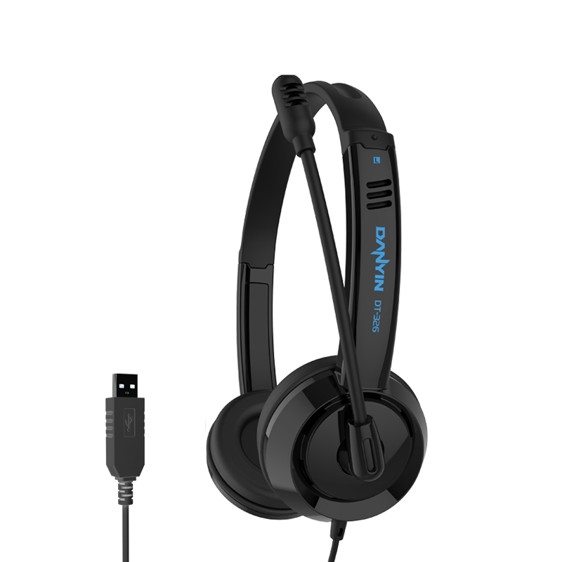 DANYIN DT326 English Listening And Speaking Exam Headphones for Desktop And Laptop, High-Fidelity Oral Test Online Course Recording And Practice Headset with USB Interface, Black